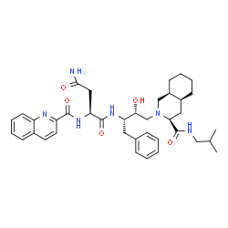 ChemSpider 2D Image | N~1~-{(2S,3R)-3-Hydroxy-4-[(3S,4aS,8aS)-3-(isobutylcarbamoyl)octahydro-2(1H)-isoquinolinyl]-1-phenyl-2-butanyl}-N~2~-(2-quinolinylcarbonyl)-L-aspartamide | C38H50N6O5
