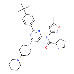 ChemSpider 2D Image | N-{6-(1,4'-Bipiperidin-1'-yl)-2-[4-(2-methyl-2-propanyl)phenyl]-4-pyrimidinyl}-N-(5-methyl-1,2-oxazol-3-yl)-L-prolinamide | C33H45N7O2