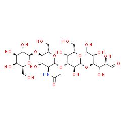 ChemSpider 2D Image | beta-L-Galactopyranosyl-(1->4)-2-acetamido-2-deoxy-beta-L-glucopyranosyl-(1->3)-beta-L-galactopyranosyl-(1->4)-L-glucose | C26H45NO21