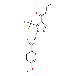 ChemSpider 2D Image | Ethyl 1-[4-(4-methoxyphenyl)-1,3-thiazol-2-yl]-5-(trifluoromethyl)-1H-pyrazole-4-carboxylate | C17H14F3N3O3S