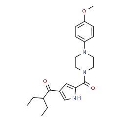 ChemSpider 2D Image | 2-Ethyl-1-(5-{[4-(4-methoxyphenyl)-1-piperazinyl]carbonyl}-1H-pyrrol-3-yl)-1-butanone | C22H29N3O3