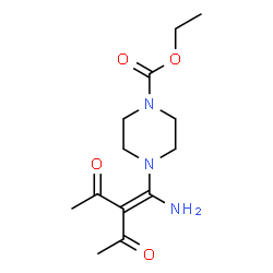 ChemSpider 2D Image | ethyl 4-(2-acetyl-1-amino-3-oxobut-1-enyl)piperazine-1-carboxylate | C13H21N3O4