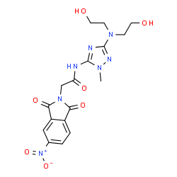 ChemSpider 2D Image | N-{3-[Bis(2-hydroxyethyl)amino]-1-methyl-1H-1,2,4-triazol-5-yl}-2-(5-nitro-1,3-dioxo-1,3-dihydro-2H-isoindol-2-yl)acetamide | C17H19N7O7