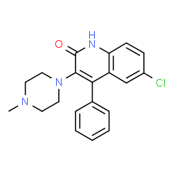 ChemSpider 2D Image | 6-Chloro-3-(4-methyl-1-piperazinyl)-4-phenyl-2(1H)-quinolinone | C20H20ClN3O