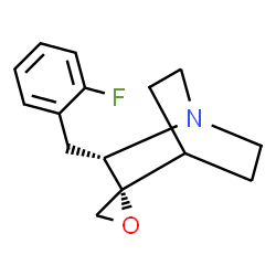 ChemSpider 2D Image | (2S,3S)-3-(2-Fluorobenzyl)spiro[4-azabicyclo[2.2.2]octane-2,2'-oxirane] | C15H18FNO
