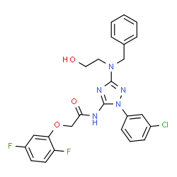 ChemSpider 2D Image | N-{3-[Benzyl(2-hydroxyethyl)amino]-1-(3-chlorophenyl)-1H-1,2,4-triazol-5-yl}-2-(2,5-difluorophenoxy)acetamide | C25H22ClF2N5O3