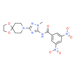 ChemSpider 2D Image | N-[3-(1,4-Dioxa-8-azaspiro[4.5]dec-8-yl)-1-methyl-1H-1,2,4-triazol-5-yl]-3,5-dinitrobenzamide | C17H19N7O7