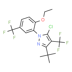 ChemSpider 2D Image | 5-Chloro-1-[2-ethoxy-5-(trifluoromethyl)phenyl]-3-(2-methyl-2-propanyl)-4-(trifluoromethyl)-1H-pyrazole | C17H17ClF6N2O