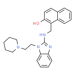 ChemSpider 2D Image | 1-[({1-[2-(1-Piperidinyl)ethyl]-1H-benzimidazol-2-yl}amino)methyl]-2-naphthol | C25H28N4O