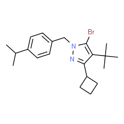 ChemSpider 2D Image | 5-Bromo-3-cyclobutyl-1-(4-isopropylbenzyl)-4-(2-methyl-2-propanyl)-1H-pyrazole | C21H29BrN2