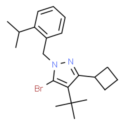 ChemSpider 2D Image | 5-Bromo-3-cyclobutyl-1-(2-isopropylbenzyl)-4-(2-methyl-2-propanyl)-1H-pyrazole | C21H29BrN2