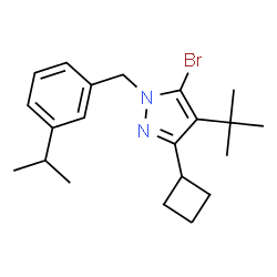 ChemSpider 2D Image | 5-Bromo-3-cyclobutyl-1-(3-isopropylbenzyl)-4-(2-methyl-2-propanyl)-1H-pyrazole | C21H29BrN2