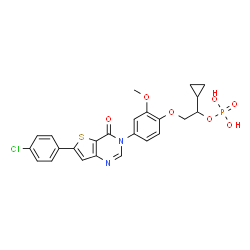 ChemSpider 2D Image | 2-{4-[6-(4-Chlorophenyl)-4-oxothieno[3,2-d]pyrimidin-3(4H)-yl]-2-methoxyphenoxy}-1-cyclopropylethyl dihydrogen phosphate | C24H22ClN2O7PS