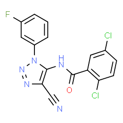 ChemSpider 2D Image | 2,5-Dichloro-N-[4-cyano-1-(3-fluorophenyl)-1H-1,2,3-triazol-5-yl]benzamide | C16H8Cl2FN5O