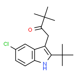 ChemSpider 2D Image | 1-[5-Chloro-2-(2-methyl-2-propanyl)-1H-indol-3-yl]-3,3-dimethyl-2-butanone | C18H24ClNO