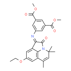 ChemSpider 2D Image | Dimethyl 5-[(Z)-(8-ethoxy-4,4,6-trimethyl-2-oxo-4H-pyrrolo[3,2,1-ij]quinolin-1(2H)-ylidene)amino]isophthalate | C26H26N2O6