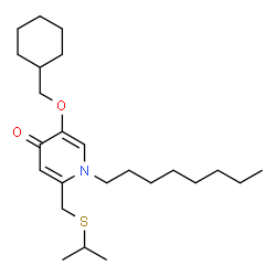 ChemSpider 2D Image | 5-(Cyclohexylmethoxy)-2-[(isopropylsulfanyl)methyl]-1-octyl-4(1H)-pyridinone | C24H41NO2S