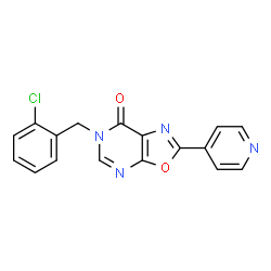 ChemSpider 2D Image | 6-(2-chlorobenzyl)-2-pyridin-4-yl[1,3]oxazolo[5,4-d]pyrimidin-7(6H)-one | C17H11ClN4O2