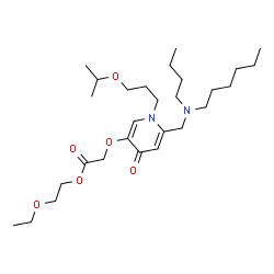 ChemSpider 2D Image | 2-Ethoxyethyl {[6-{[butyl(hexyl)amino]methyl}-1-(3-isopropoxypropyl)-4-oxo-1,4-dihydro-3-pyridinyl]oxy}acetate | C28H50N2O6