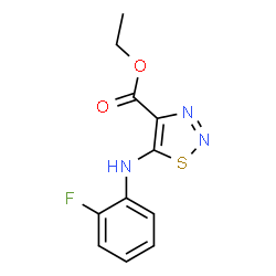 ChemSpider 2D Image | Ethyl 5-[(2-fluorophenyl)amino]-1,2,3-thiadiazole-4-carboxylate | C11H10FN3O2S