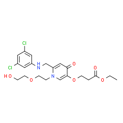 ChemSpider 2D Image | Ethyl 3-[(6-{[(3,5-dichlorophenyl)amino]methyl}-1-[2-(2-hydroxyethoxy)ethyl]-4-oxo-1,4-dihydro-3-pyridinyl)oxy]propanoate | C21H26Cl2N2O6