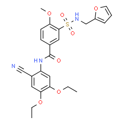 ChemSpider 2D Image | N-(2-Cyano-4,5-diethoxyphenyl)-3-[(2-furylmethyl)sulfamoyl]-4-methoxybenzamide | C24H25N3O7S