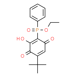 ChemSpider 2D Image | Ethyl [2-hydroxy-4-(2-methyl-2-propanyl)-3,6-dioxo-1,4-cyclohexadien-1-yl]phenylphosphinate | C18H21O5P