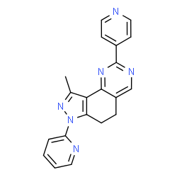 ChemSpider 2D Image | 9-Methyl-7-(2-pyridinyl)-2-(4-pyridinyl)-6,7-dihydro-5H-pyrazolo[3,4-h]quinazoline | C20H16N6