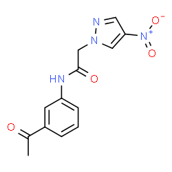 ChemSpider 2D Image | N-(3-Acetylphenyl)-2-(4-nitro-1H-pyrazol-1-yl)acetamide | C13H12N4O4