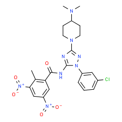ChemSpider 2D Image | N-{1-(3-Chlorophenyl)-3-[4-(dimethylamino)-1-piperidinyl]-1H-1,2,4-triazol-5-yl}-2-methyl-3,5-dinitrobenzamide | C23H25ClN8O5
