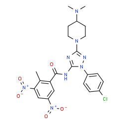 ChemSpider 2D Image | N-{1-(4-Chlorophenyl)-3-[4-(dimethylamino)-1-piperidinyl]-1H-1,2,4-triazol-5-yl}-2-methyl-3,5-dinitrobenzamide | C23H25ClN8O5