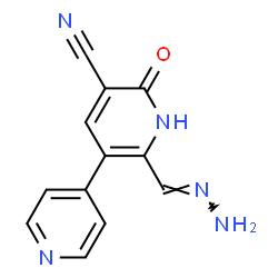 ChemSpider 2D Image | 2-[(E)-Hydrazonomethyl]-6-oxo-1,6-dihydro-3,4'-bipyridine-5-carbonitrile | C12H9N5O