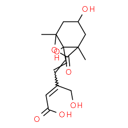 ChemSpider 2D Image | (2Z,4E)-5-(3,8-Dihydroxy-1,5-dimethyl-7-oxo-6-oxabicyclo[3.2.1]oct-8-yl)-3-(hydroxymethyl)-2,4-pentadienoic acid | C15H20O7