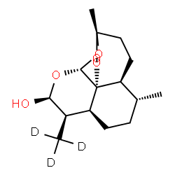 ChemSpider 2D Image | (1S,4S,5R,8S,9R,10S,12R,13R)-1,5-Dimethyl-9-(~2~H_3_)methyl-11,14,15,16-tetraoxatetracyclo[10.3.1.0~4,13~.0~8,13~]hexadecan-10-ol | C15H21D3O5