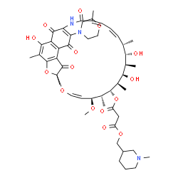 ChemSpider 2D Image | (1-Methyl-3-piperidinyl)methyl (9Z,11S,12R,13S,14R,15R,16R,17S,18S,19Z,21Z)-2,15,17-trihydroxy-11-methoxy-3,7,12,14,16,18,22-heptamethyl-26-(4-morpholinyl)-6,23,27,29-tetraoxo-8,30-dioxa-24-azatetracy
clo[23.3.1.1~4,7~.0~5,28~]triaconta-1(28),2,4,9,19,21,25-heptaen-13-yl malonate | C49H65N3O15