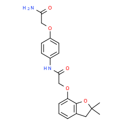 ChemSpider 2D Image | N-[4-(2-Amino-2-oxoethoxy)phenyl]-2-[(2,2-dimethyl-2,3-dihydro-1-benzofuran-7-yl)oxy]acetamide | C20H22N2O5