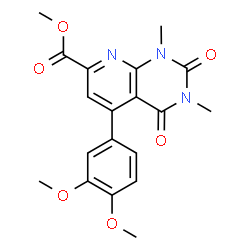 ChemSpider 2D Image | Methyl 5-(3,4-dimethoxyphenyl)-1,3-dimethyl-2,4-dioxo-1,2,3,4-tetrahydropyrido[2,3-d]pyrimidine-7-carboxylate | C19H19N3O6