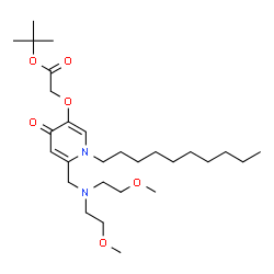 ChemSpider 2D Image | 2-Methyl-2-propanyl [(6-{[bis(2-methoxyethyl)amino]methyl}-1-decyl-4-oxo-1,4-dihydro-3-pyridinyl)oxy]acetate | C28H50N2O6