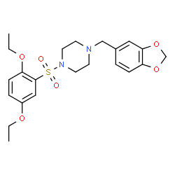 ChemSpider 2D Image | 1-(1,3-Benzodioxol-5-ylmethyl)-4-[(2,5-diethoxyphenyl)sulfonyl]piperazine | C22H28N2O6S