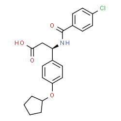 ChemSpider 2D Image | (3R)-3-[(4-Chlorobenzoyl)amino]-3-[4-(cyclopentyloxy)phenyl]propanoic acid | C21H22ClNO4