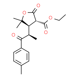 ChemSpider 2D Image | Ethyl (3S,4R)-5,5-dimethyl-4-[(2R)-1-(4-methylphenyl)-1-oxo-2-propanyl]-2-oxotetrahydro-3-furancarboxylate | C19H24O5