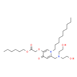 ChemSpider 2D Image | Hexyl [(6-{[bis(2-hydroxyethyl)amino]methyl}-1-decyl-4-oxo-1,4-dihydro-3-pyridinyl)oxy]acetate | C28H50N2O6