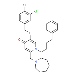 ChemSpider 2D Image | 2-(1-Azepanylmethyl)-5-[(3,4-dichlorobenzyl)oxy]-1-(4-phenylbutyl)-4(1H)-pyridinone | C29H34Cl2N2O2