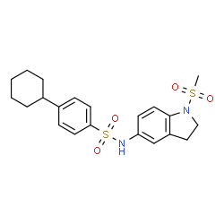 ChemSpider 2D Image | 4-Cyclohexyl-N-(1-methanesulfonyl-2,3-dihydro-1H-indol-5-yl)-benzenesulfonamide | C21H26N2O4S2