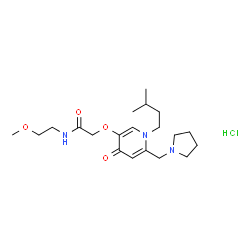 ChemSpider 2D Image | N-(2-Methoxyethyl)-2-{[1-(3-methylbutyl)-4-oxo-6-(1-pyrrolidinylmethyl)-1,4-dihydro-3-pyridinyl]oxy}acetamide hydrochloride (1:1) | C20H34ClN3O4
