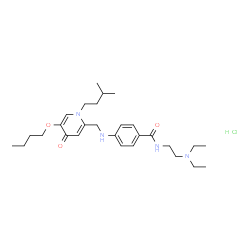 ChemSpider 2D Image | 4-({[5-Butoxy-1-(3-methylbutyl)-4-oxo-1,4-dihydro-2-pyridinyl]methyl}amino)-N-[2-(diethylamino)ethyl]benzamide hydrochloride (1:1) | C28H45ClN4O3