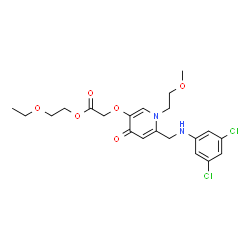 ChemSpider 2D Image | 2-Ethoxyethyl {[6-{[(3,5-dichlorophenyl)amino]methyl}-1-(2-methoxyethyl)-4-oxo-1,4-dihydro-3-pyridinyl]oxy}acetate | C21H26Cl2N2O6