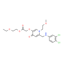 ChemSpider 2D Image | 2-Ethoxyethyl {[6-{[(3,4-dichlorophenyl)amino]methyl}-1-(2-methoxyethyl)-4-oxo-1,4-dihydro-3-pyridinyl]oxy}acetate | C21H26Cl2N2O6