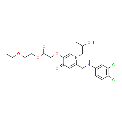 ChemSpider 2D Image | 2-Ethoxyethyl {[6-{[(3,4-dichlorophenyl)amino]methyl}-1-(2-hydroxypropyl)-4-oxo-1,4-dihydro-3-pyridinyl]oxy}acetate | C21H26Cl2N2O6