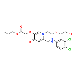 ChemSpider 2D Image | Propyl [(6-{[(3,4-dichlorophenyl)amino]methyl}-1-[2-(2-hydroxyethoxy)ethyl]-4-oxo-1,4-dihydro-3-pyridinyl)oxy]acetate | C21H26Cl2N2O6